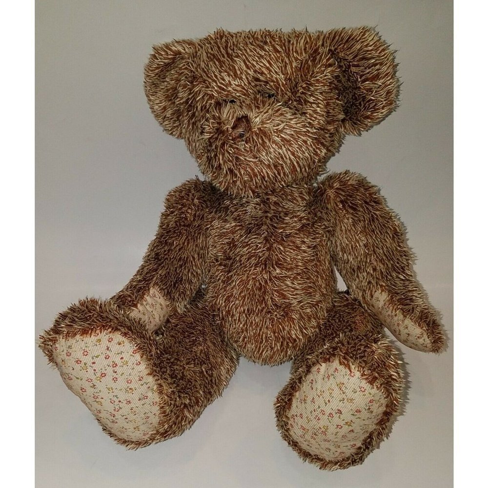 Circo Brown Teddy Bear Plush 14" Sitting Stuffed Animal Toy Floral Paws Fuzzy